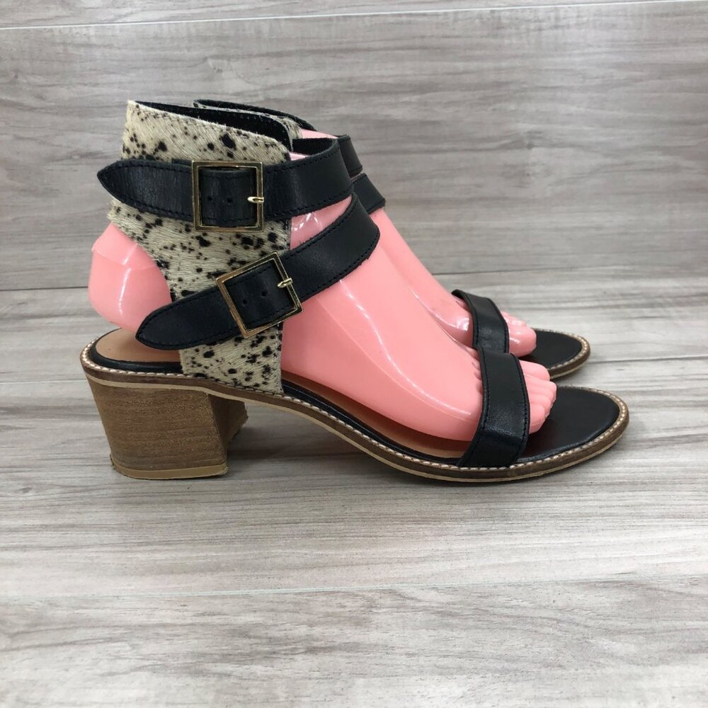 Matisse Sandals Womens 8 M Orin Calf Hair Leather Block Heel Buckle Strap Shoes
